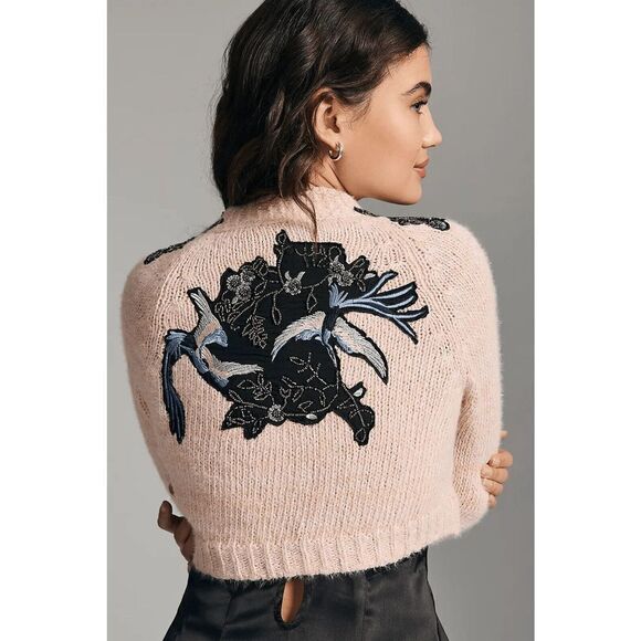 Anthropologie Wendy Wurtzburger  Marcella Volini Dancing Crane Cardigan XS NEW - Picture 2 of 8